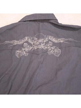 Rewire Pearl Snap Shirt Black Rose Slim Fit Western Large